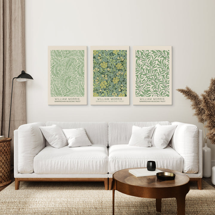 3 Piece William Morris Wall Art Set. Greenery Exhibition Style