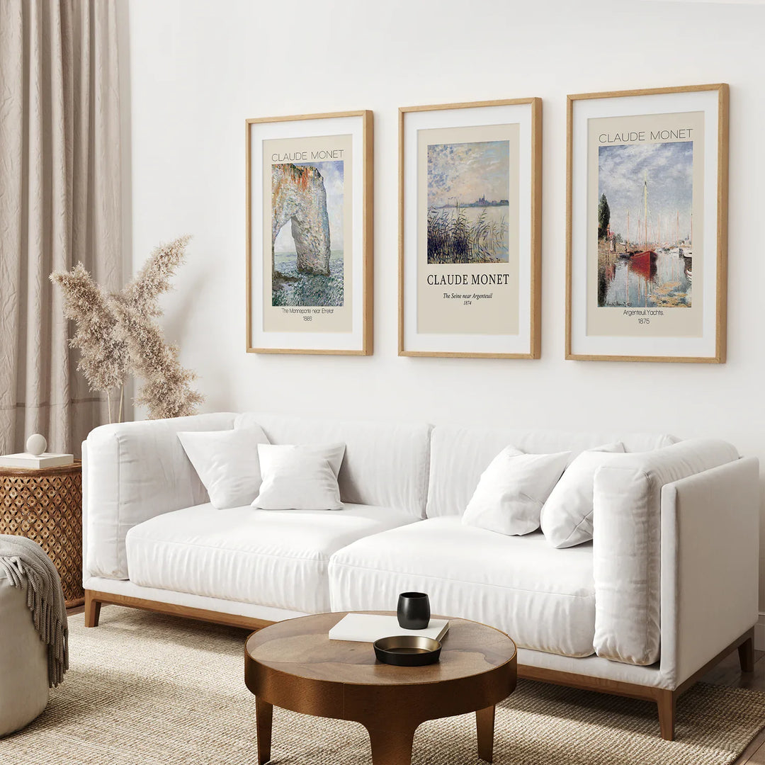 Claude Monet 3 Piece Wall Art Set | Coastal Landscape Prints