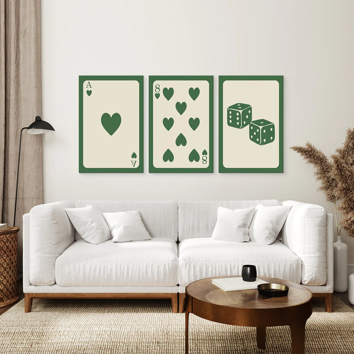 Set of 3 Piece Vintage Green Beige Cards