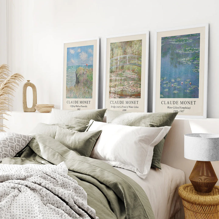 3 Piece Claude Monet Wall Art Set. Water Lilies Prints