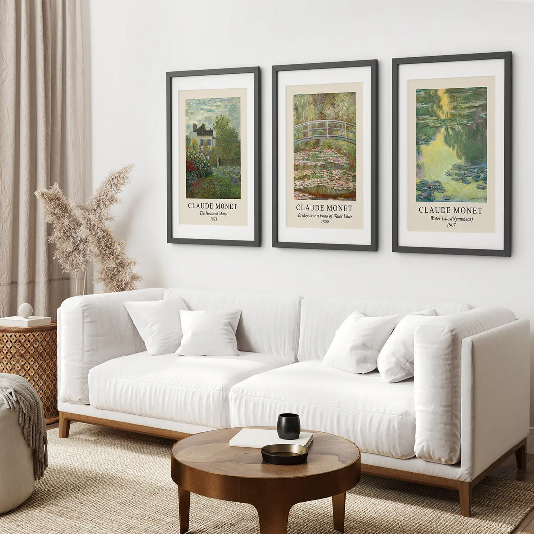 Claude Monet Prints Set of 3 | Water Lilies Wall Art Posters