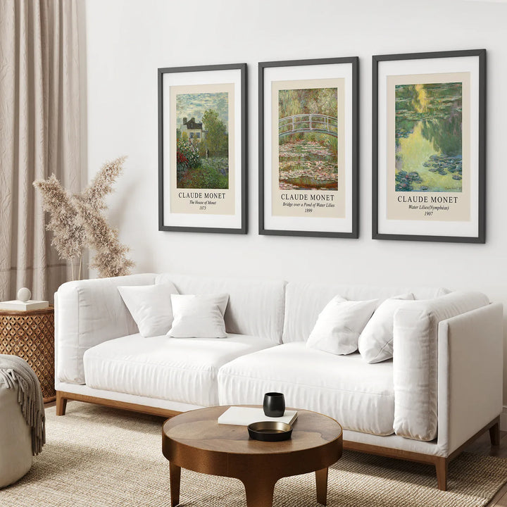 Claude Monet Prints Set of 3 | Water Lilies Wall Art Posters