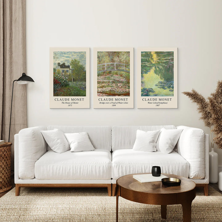 Claude Monet Prints Set of 3 | Water Lilies Wall Art Posters