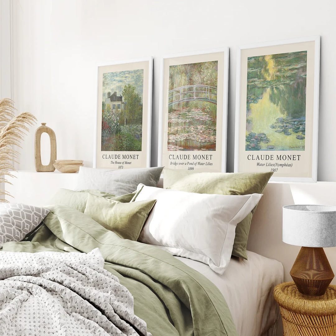 Claude Monet Prints Set of 3 | Water Lilies Wall Art Posters