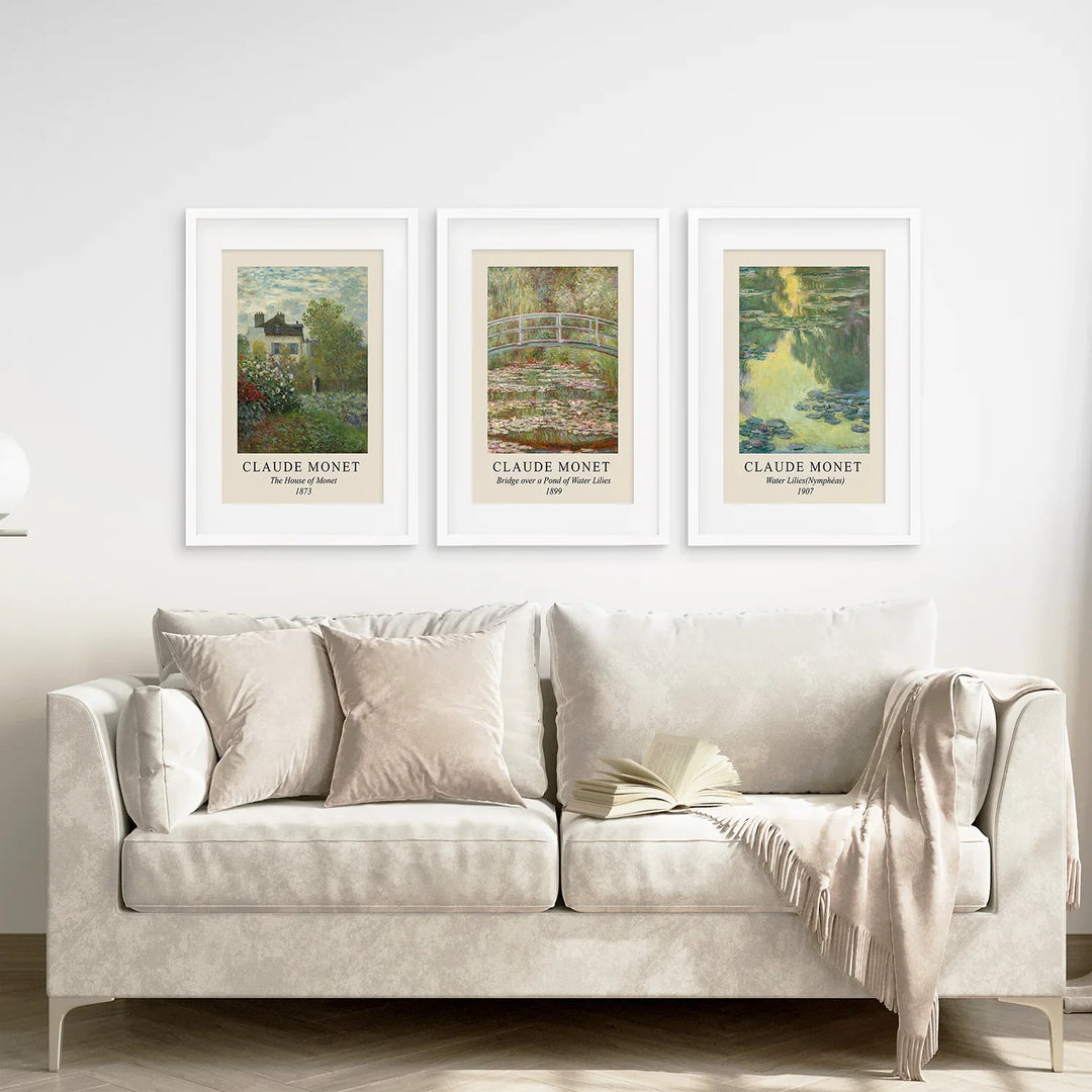 Claude Monet Prints Set of 3 | Water Lilies Wall Art Posters