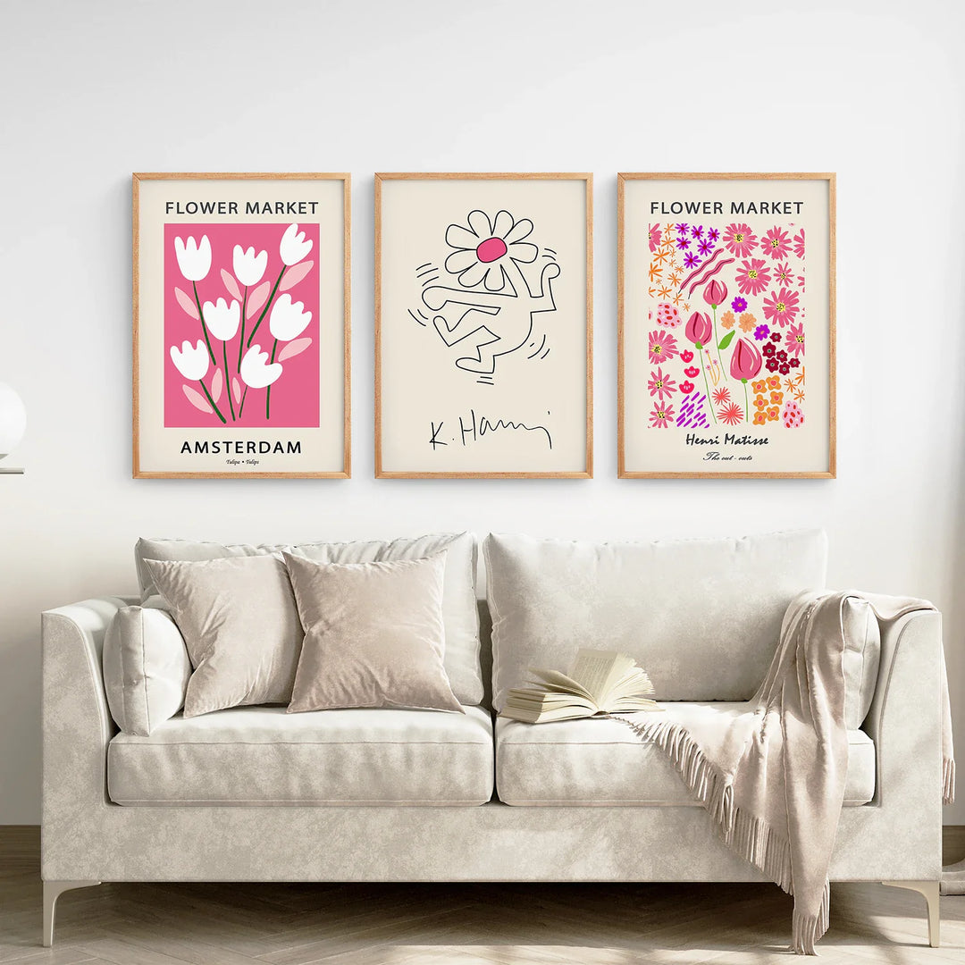 Keith Haring &amp; Matisse Pink Set of 3 Prints