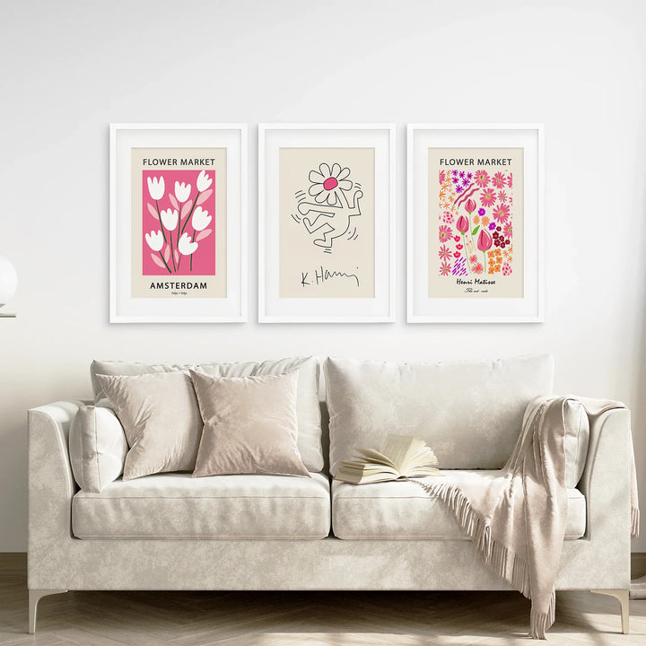 Keith Haring &amp; Matisse Pink Set of 3 Prints
