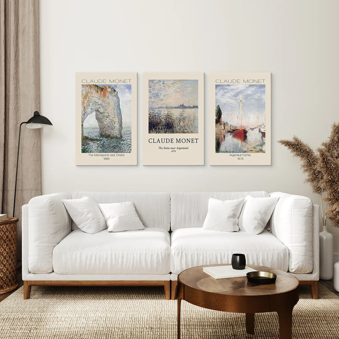 Claude Monet 3 Piece Wall Art Set | Coastal Landscape Prints
