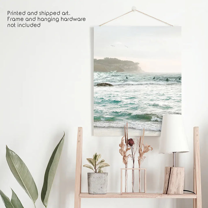 Nautical Coastline Photo. Ocean Waves and Rocks Print