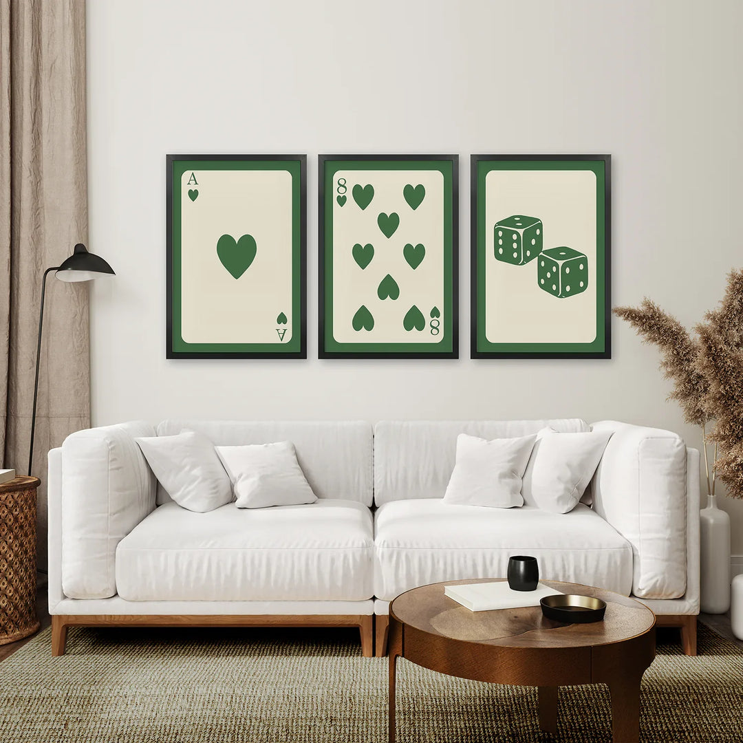 Set of 3 Piece Vintage Green Beige Cards