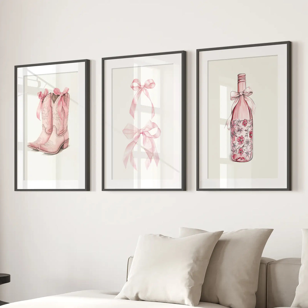 Cowgirl Boots Preppy Modern Wall Art Poster Set