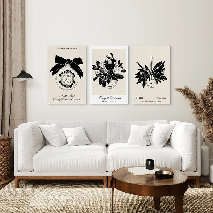 Vintage Rustic Christmas 3 Piece Wall Art Set