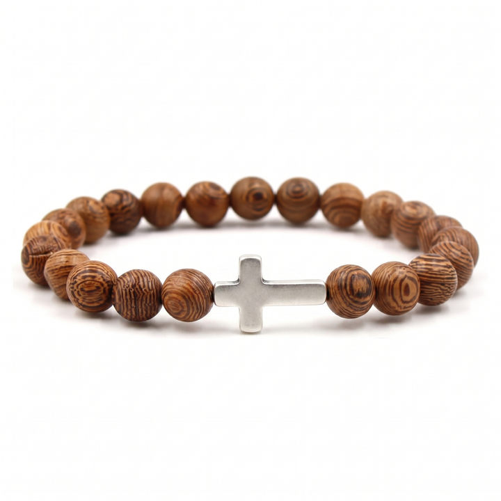 Earth Wood Cross Bracelet