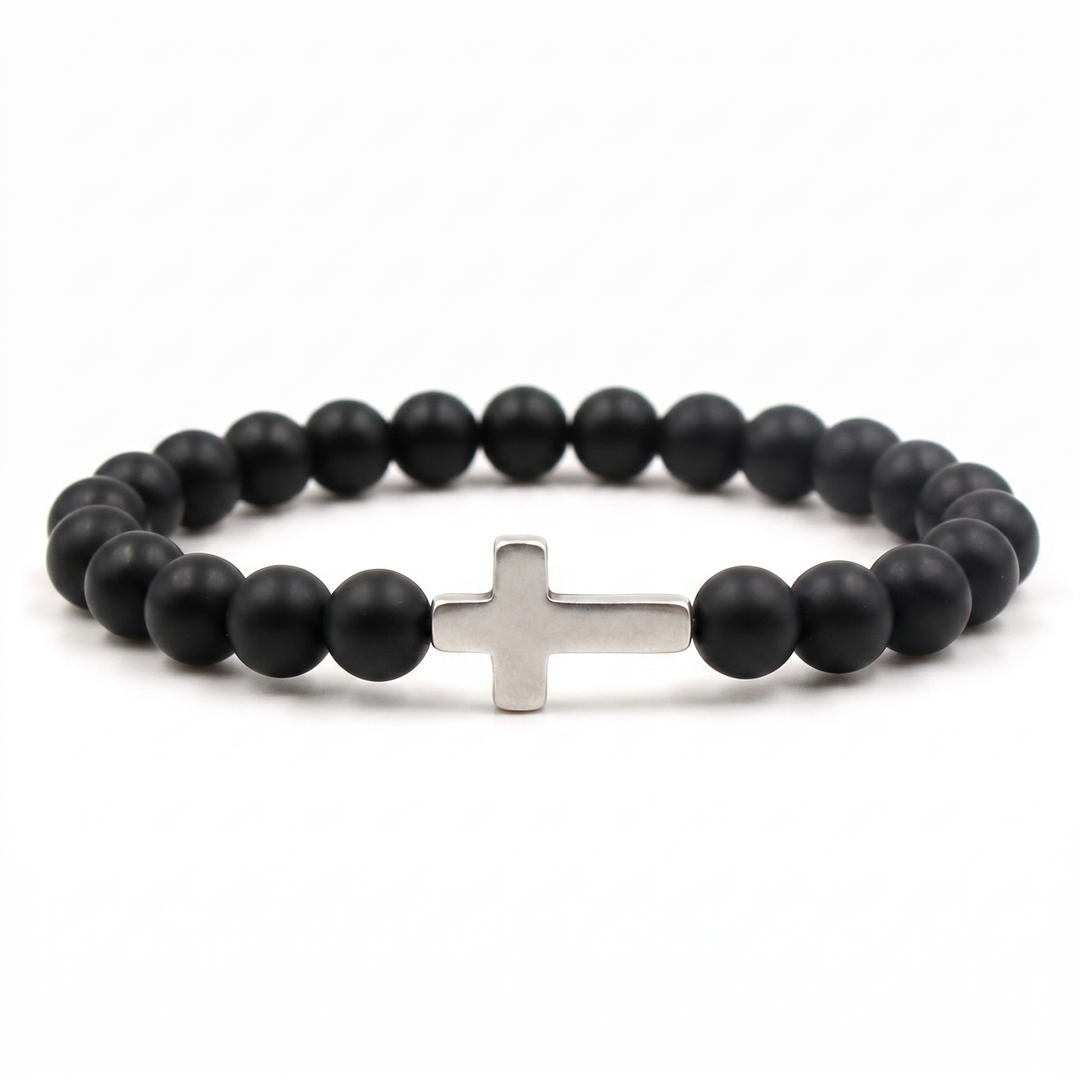 Onyx Black Cross Bracelet