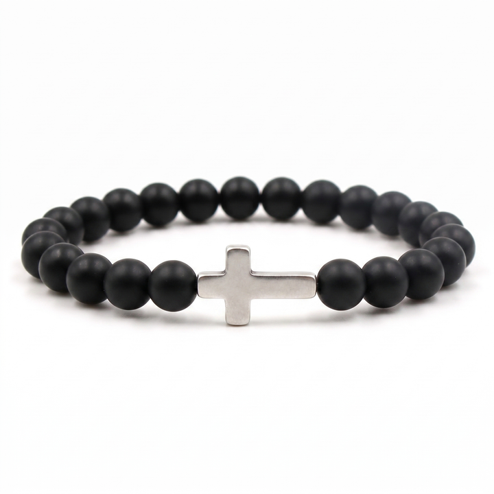 Onyx Black Cross Bracelet