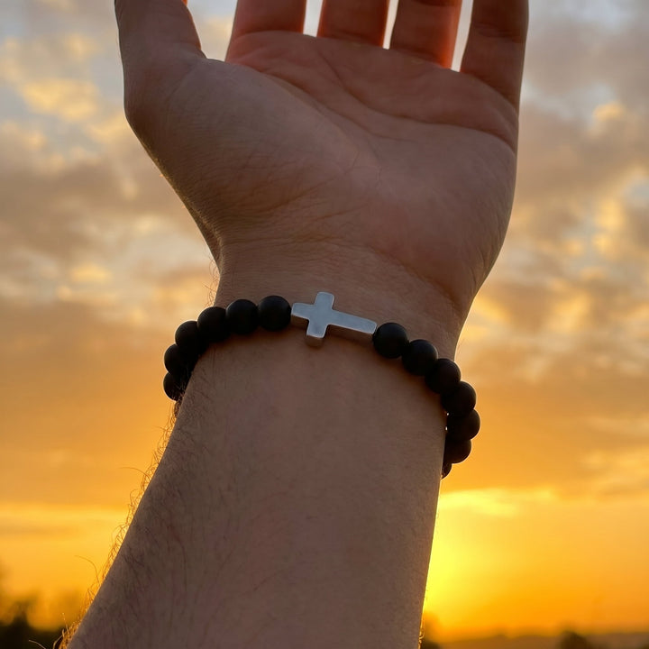 Onyx Black Cross Bracelet