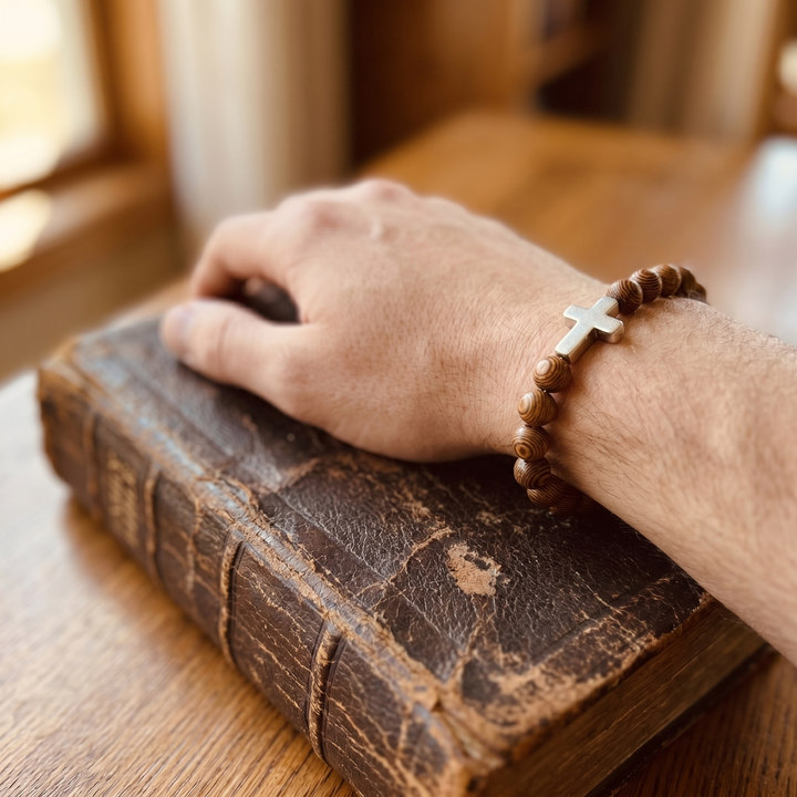 Earth Wood Cross Bracelet