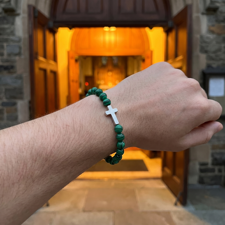 Forest Green Cross Bracelet